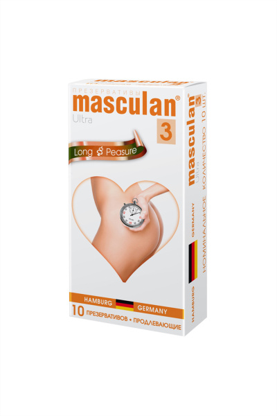 Презервативы Masculan Ultra 3,№10,кольца и пупырышки с анестетиком (Long Pleasure)
