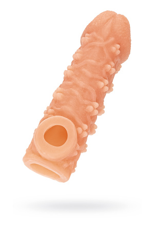 Насадка KOKOS реалистичная с дополнительной стимуляцией, TPE, телесная, 15,6  см