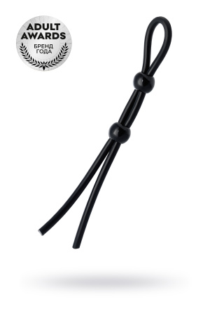 Лассо на пенис TOYFA A-Toys с двумя бусинами, черное, 19.5 см